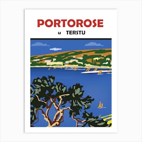 Portorose, Slovenia, View on the City from Adriatic Sea Art Print