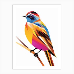 Colourful Geometric Bird Lark 1 Art Print