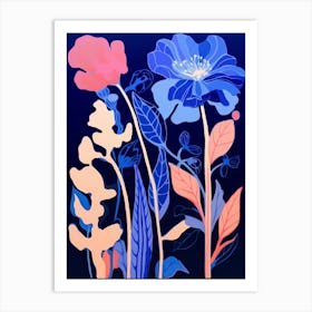 Blue Flower Illustration Gladiolus 4 Art Print