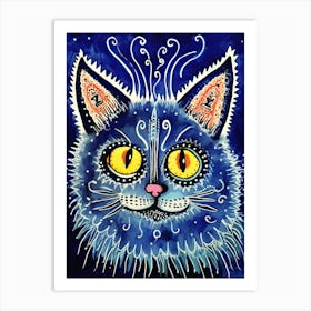 Louis Wain Blue Gothic Kaleidoscope Cat 11 Art Print