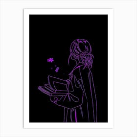 Girl Reading A Book Art Print