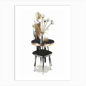 Black And Gold Side Table Art Print