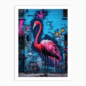 Pink Flamingo Graffiti Art Print