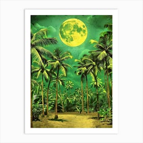 Tropical Jungle Full Moon Art Print