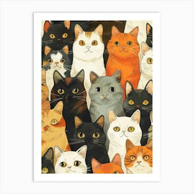 Perfectly Repeatable Artwork With Cute Cat Faces 41 Art Print