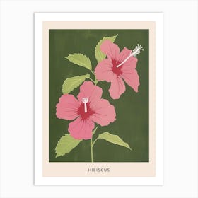 Pink & Green Hibiscus 2 Flower Poster Art Print