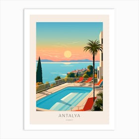 Antalya, Turkey 3 Midcentury Modern Pool Poster Art Print