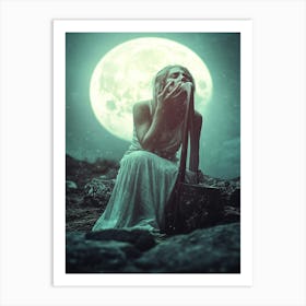 Full Moon And Harp Art Print