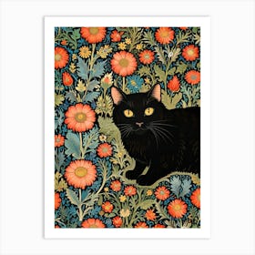 William Morris Black Cat In Flowers 2 Art Print