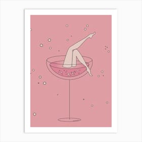 Girl In A Glass Art Print