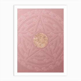 Geometric Gold Glyph on Circle Array in Pink Embossed Paper n.0121 Art Print