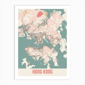 Hong Kong Map Poster Art Print