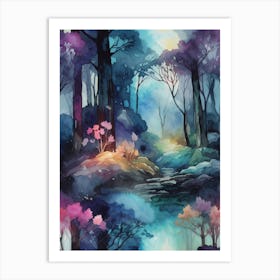 Watercolor Of A Forest Art Print