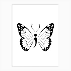 Butterfly Semicolon Art Print