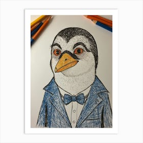 Penguin In A Suit 1 Art Print