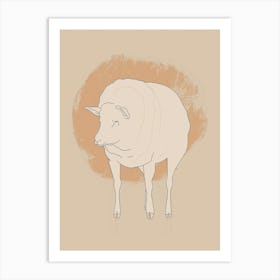 Sheep - Boho, Line Art Art Print