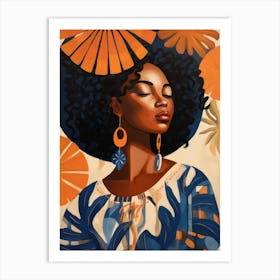 African Woman With Flowers Art Print