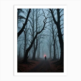 Spooky Pitch Black Woods Art Print