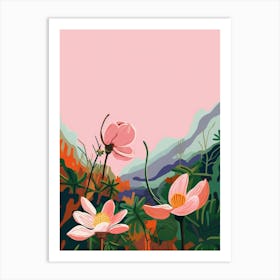 Boho Wildflower Painting Wood Anemone 1 Art Print