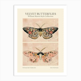 Velvet Butterflies Collection Vintage Butterflies William Morris Style 5 Art Print