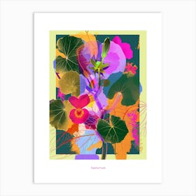 Nasturtium 4 Neon Flower Collage Poster Art Print