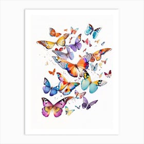 Butterflies Flying In The Sky Decoupage 1 Art Print