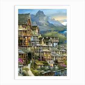 Village By The Lake 1 Art Print