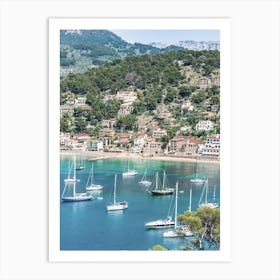 Port Soller Mallorca Sailboats In The Bay Art Print