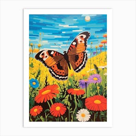 Pop Art Meadow Brown Butterfly 1 Art Print