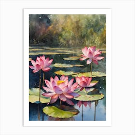 Lotus In The Pond Art Print