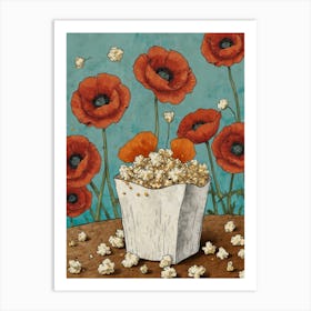 Popcorn Poppies Canvas Print Art Print