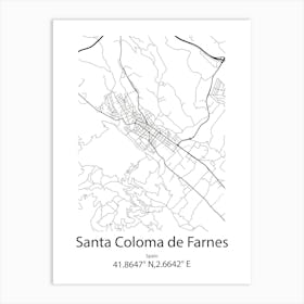 Santa Coloma De Farnes,Spain Minimalist Map Art Print