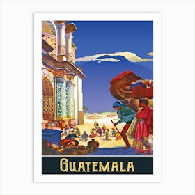 Guatemala, People Are Going To The Market Art Print