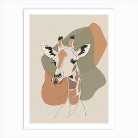 Giraffe - Boho, Line Art 17 Art Print