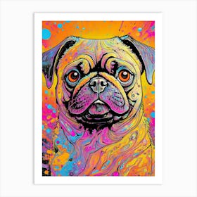 Colourful Pug Dog Portrait Art Print