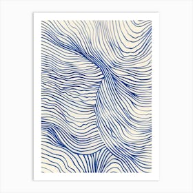 Blue Wavy Lines Art Print