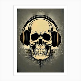 Skull With Headphones 110 Art Print