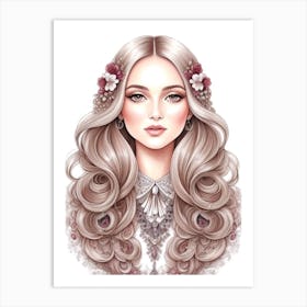 Beautiful Girl With Long Hair Art Print