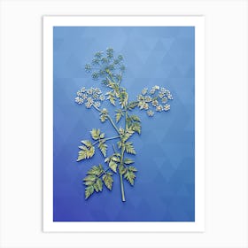 Vintage Hemlock Flowers Botanical Art on Blue Perennial n.1512 Art Print