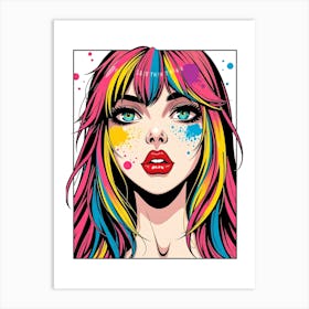 Girl With Paint Splatters 1 Art Print