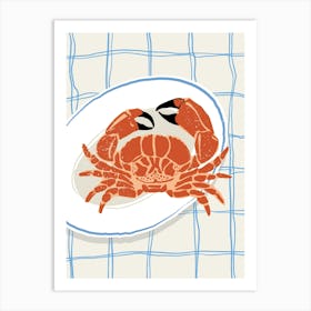 Food Illustration Crab Preppy Contemporary Kitchen Art Print