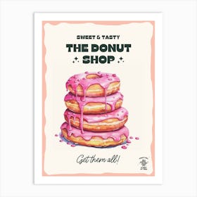 Stack Of Strawberry Donuts The Donut Shop 0 Art Print