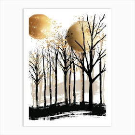 Autumn Trees Vector Art Print