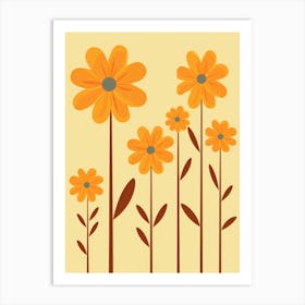 Flowers On A Yellow Background Art Print