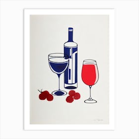 Blueberry Daiquiri Picasso Line Drawing Cocktail Poster Art Print