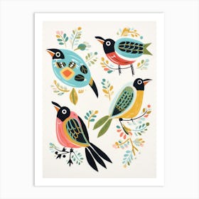 Folk Style Bird Painting Kiwi 4 Art Print