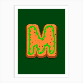 Gingerbread Christmas Letters Living Room Holiday Display Green 13 Art Print