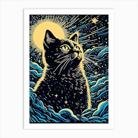 Astral Clawtracks, Psychedelic Cats series Art Print