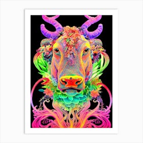 Colorful Bull Art Print