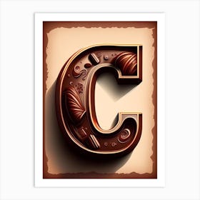 C  Chocolate, Letter, Alphabet Retro Drawing 2 Art Print